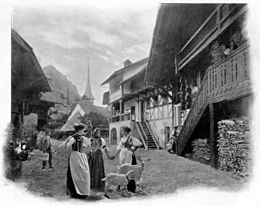 Un aperçu du Village Suisse à l'Exposition Universelle de Paris en 1900