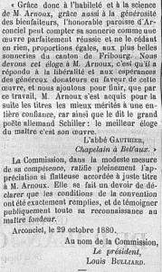 Arconciel 3 hommage arnoux LA LIBERTE 31 octobre 1888