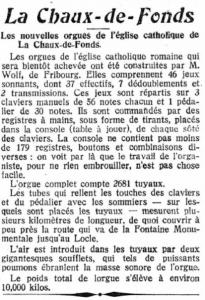 Article orgue Impartial 1er novembre 1927